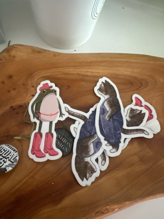 Cat and Frog Stickers
